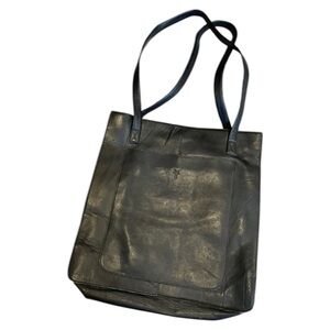 Frye Black Leather Tote Bag with Classic Shape and Long Handles